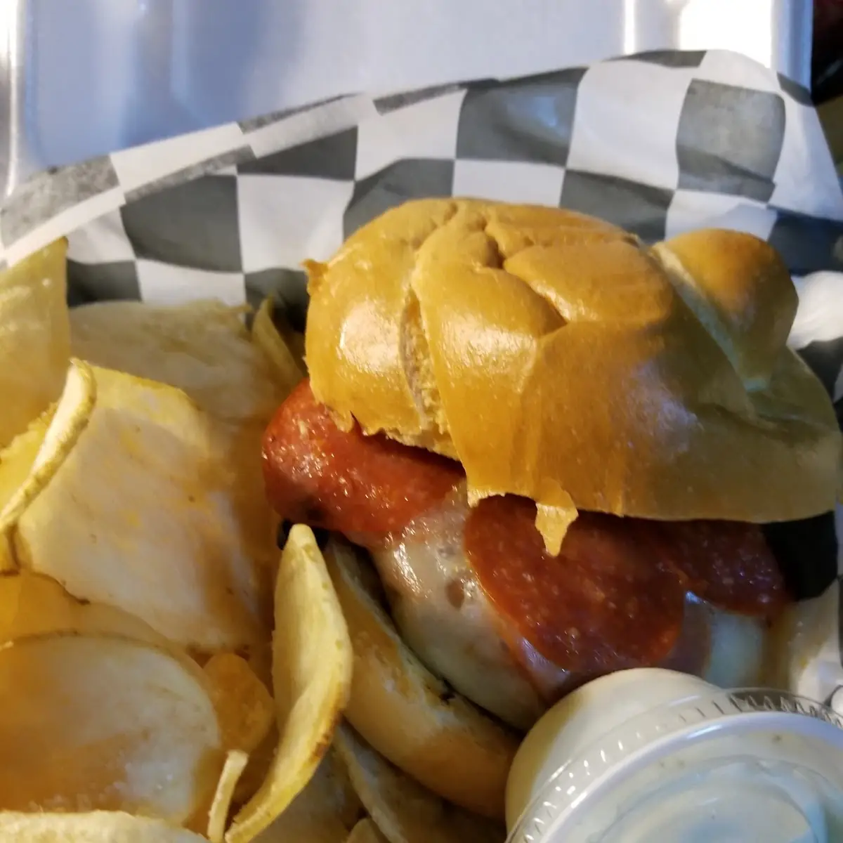 Pizza Burger with Homemade Chips