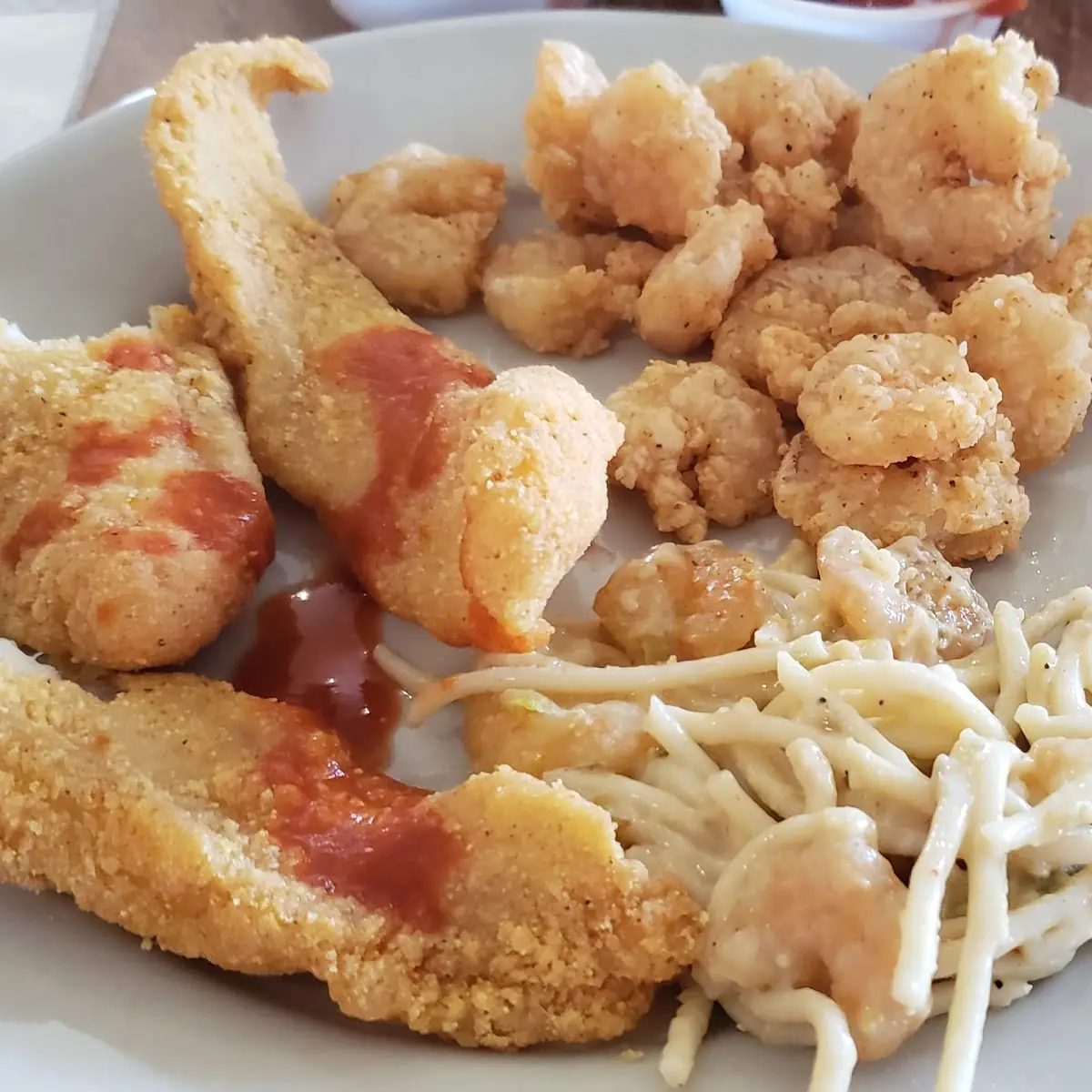 Fried Catfish Fried Shrimp & Shrimp Pasta