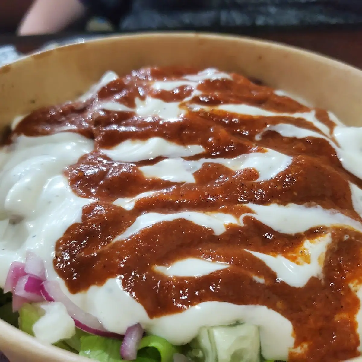 Lamb Rice Bowl Extra Hot Sauce