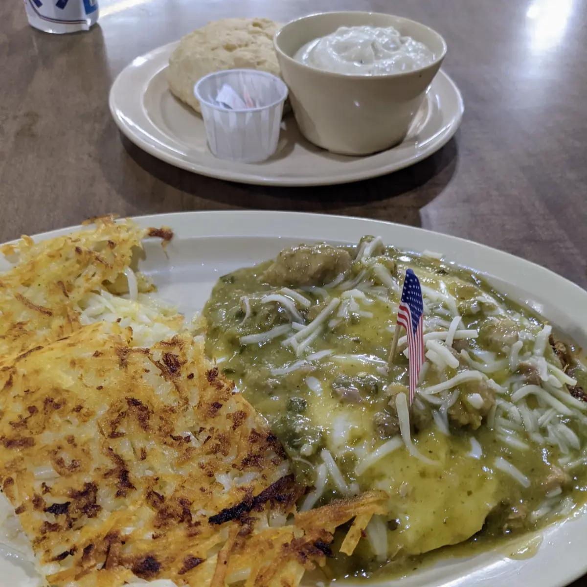 Omelette Hash Browns and Biscuits and Gravy