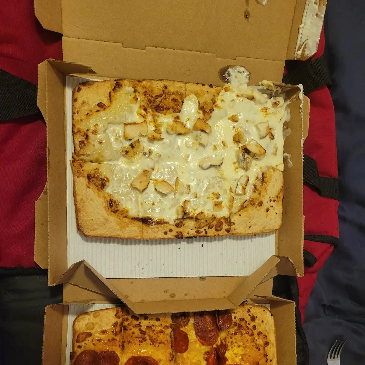 Pepperoni Pizza and Grill Chicken Pizza