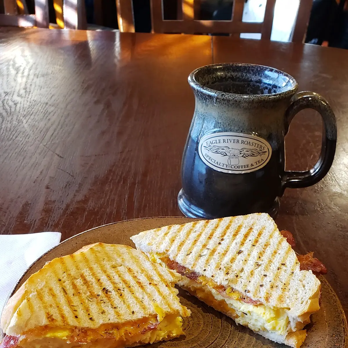 An Egg Cheese Bacon Breakfast Sandwich