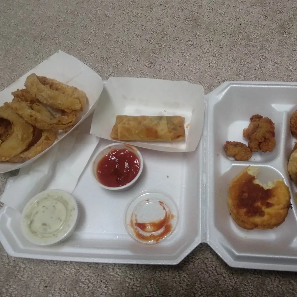 Seafood Combo and Chicken Egg Roll