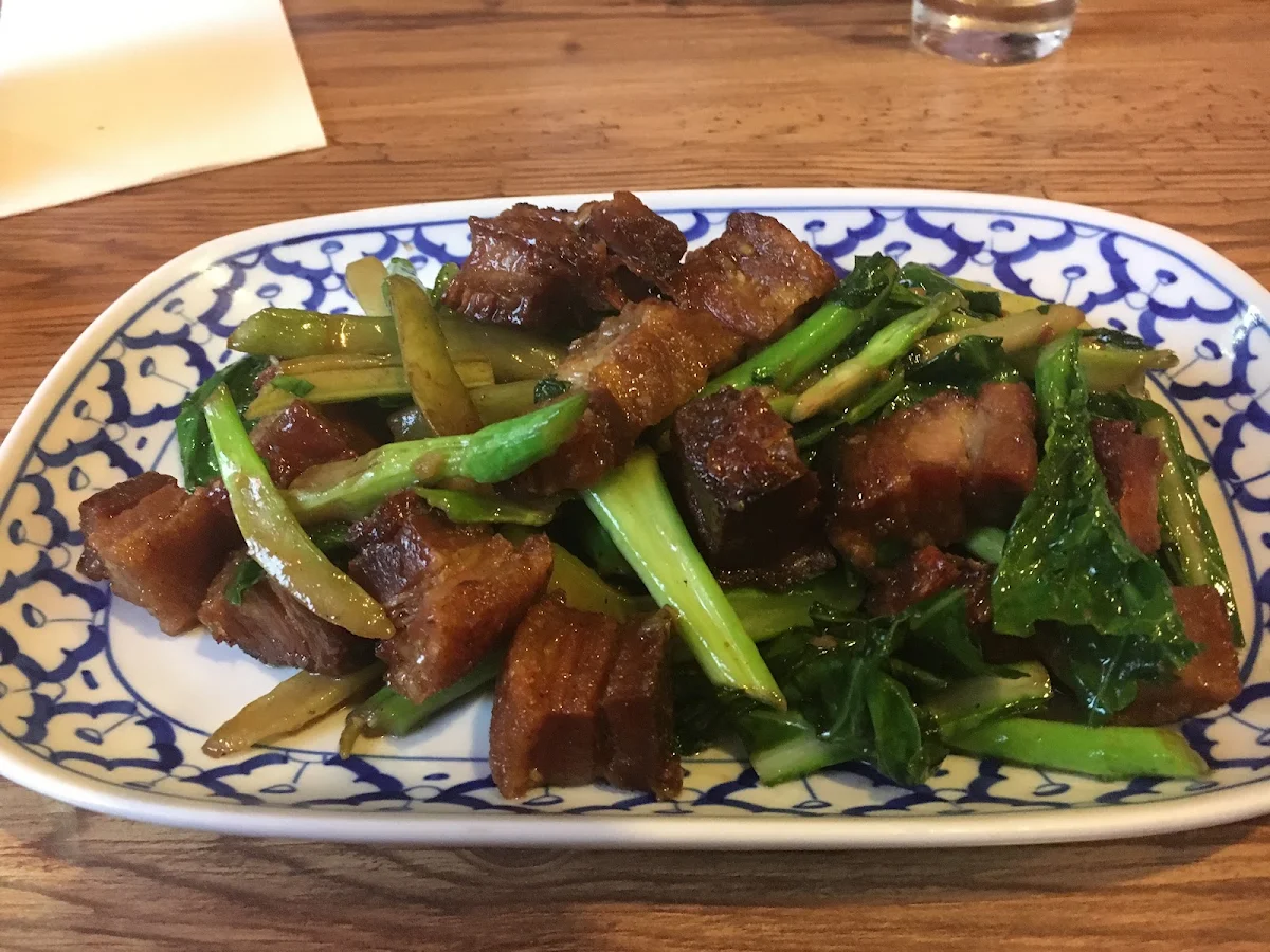 Chinese Broccoli with Pork Belly & Rice