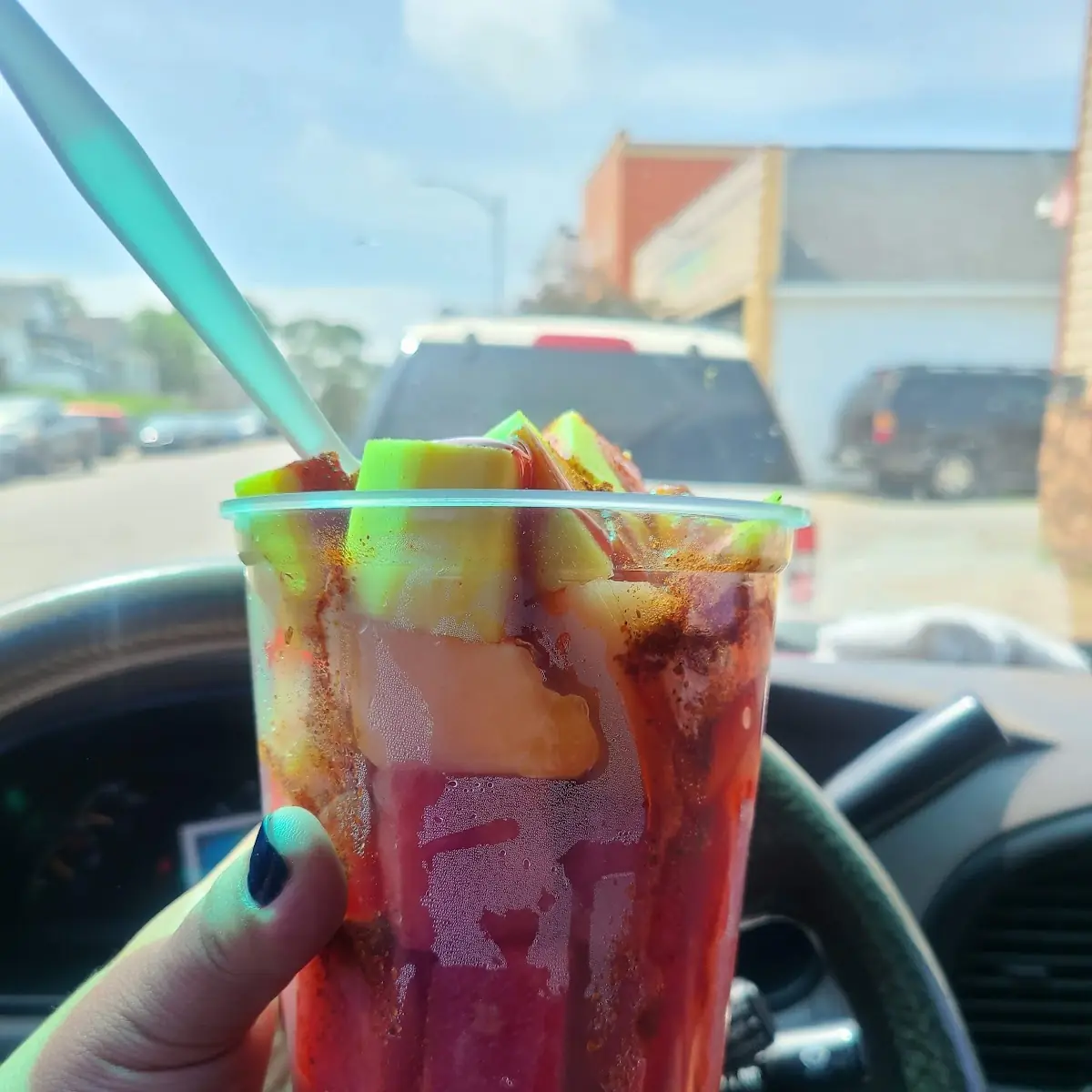 Fresh Fruit Cup with Chamoy Lime and Taking Chili Powder