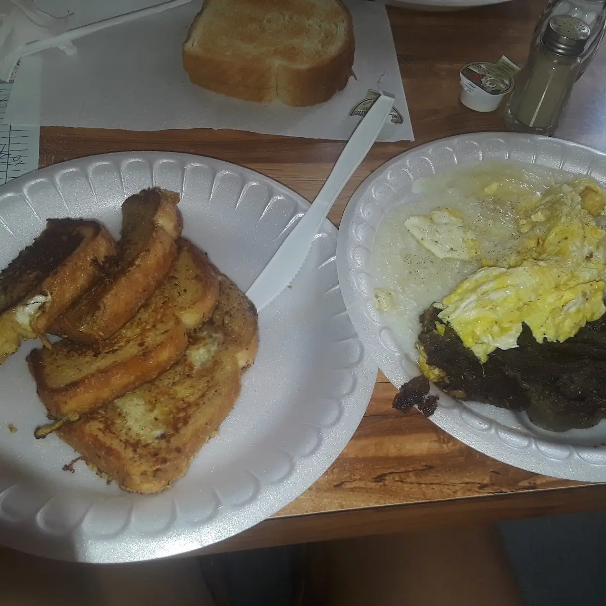 French Toast and Eggs and Grits and Pudding