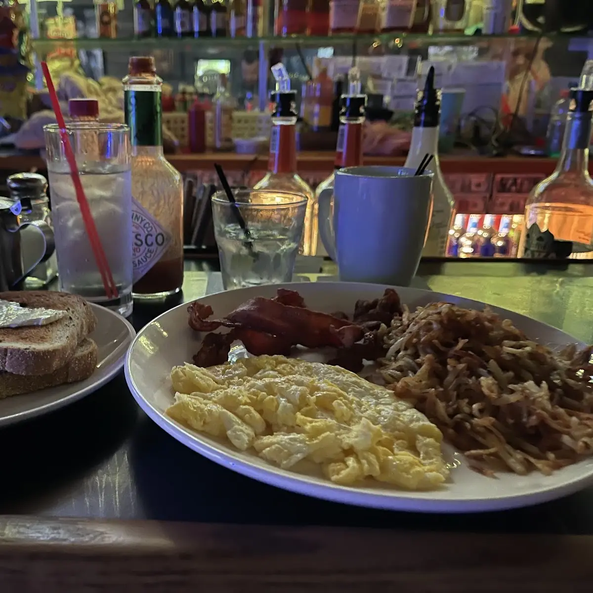 Scrambled Eggs Hash Browns Bacon
