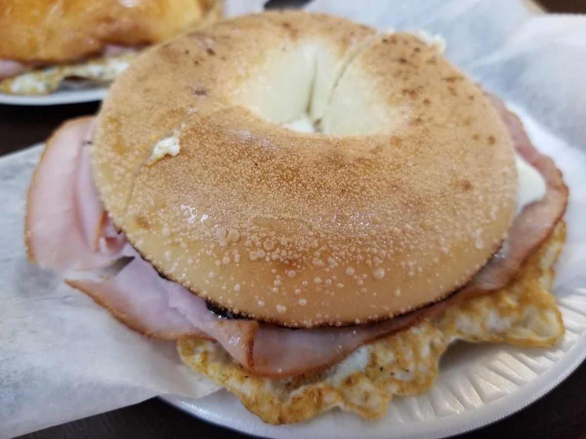 Ham Egg and Cheese on a Plain Bagel