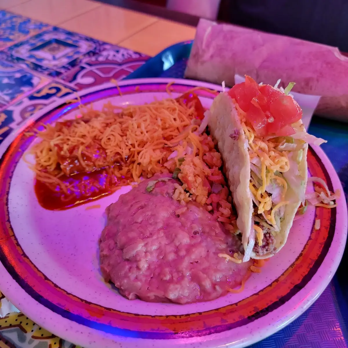 Taco and Cheese Enchilada Plate