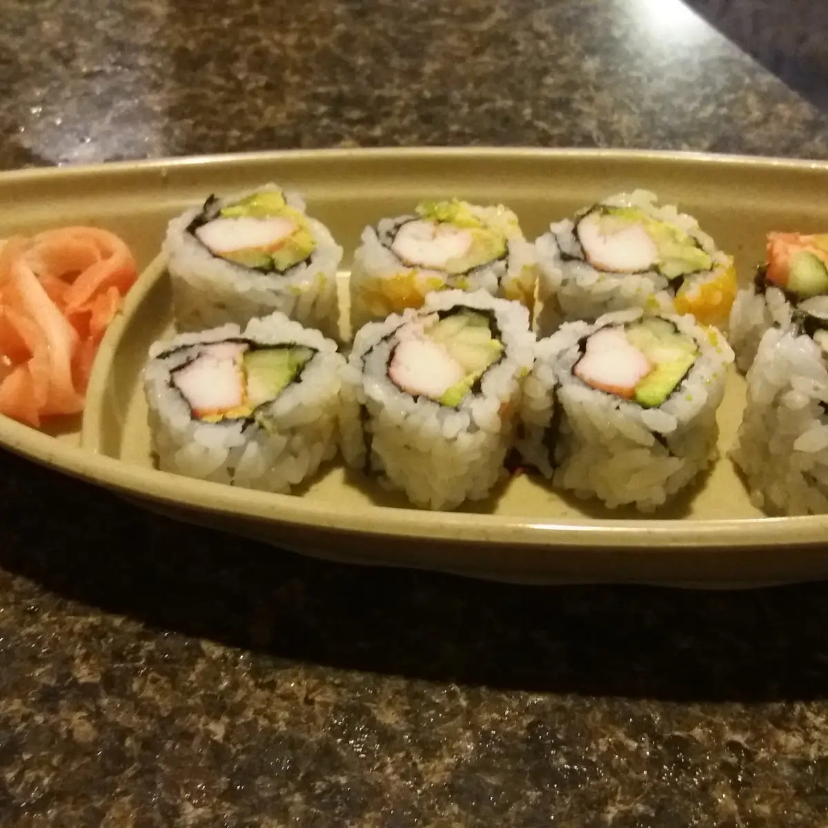 California Roll with Ginger and Wasabi