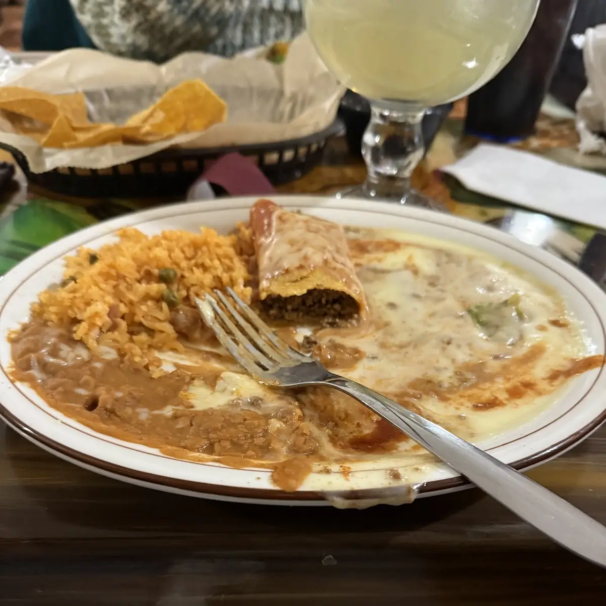 Chile Relleno Enchilada Rice and Beans