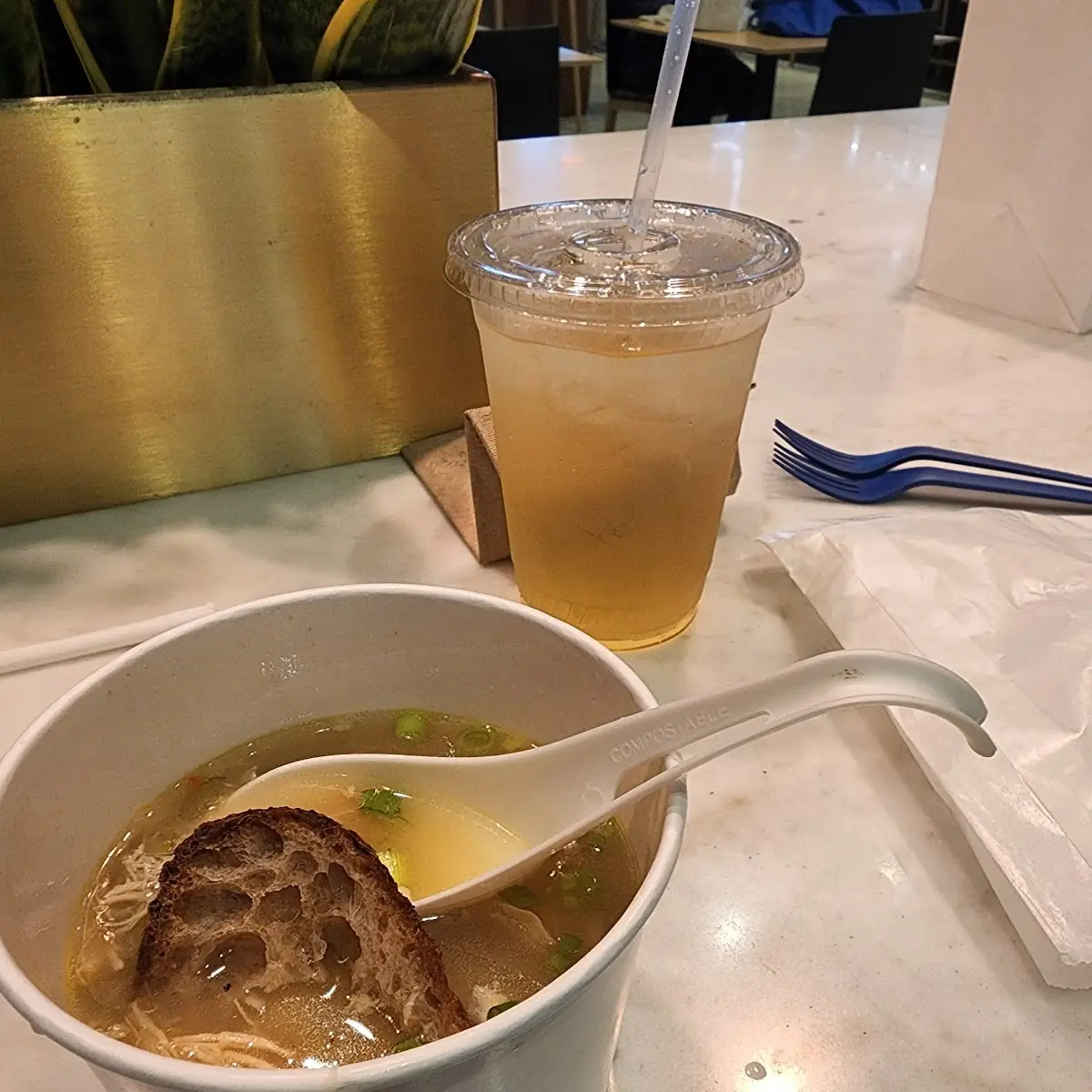 Chicken Noodle Soup and Bread