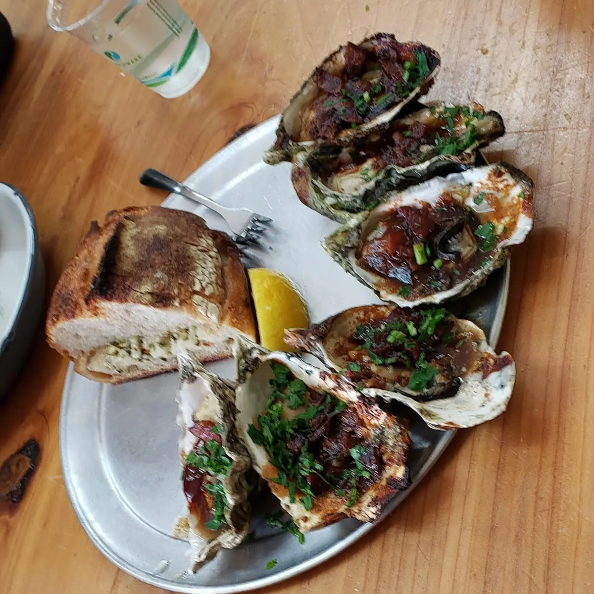 BBQ Oysters and Garlic Bread