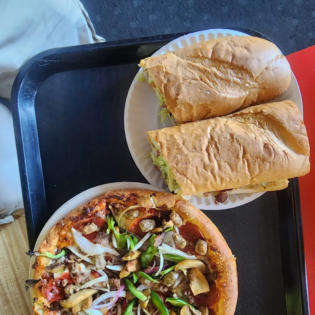 Pizza and Roast Beef Sub