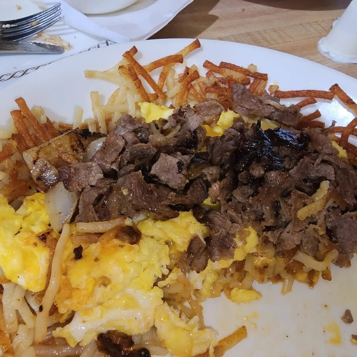 Philly Cheese Steak and Egg and Hash Browns