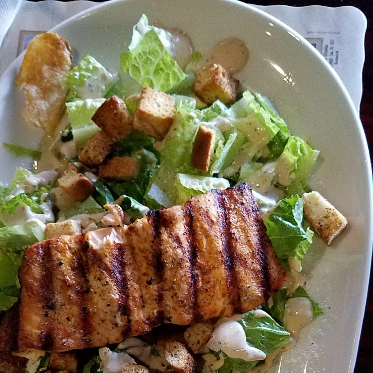 Cesar Salad with Grilled Salmon