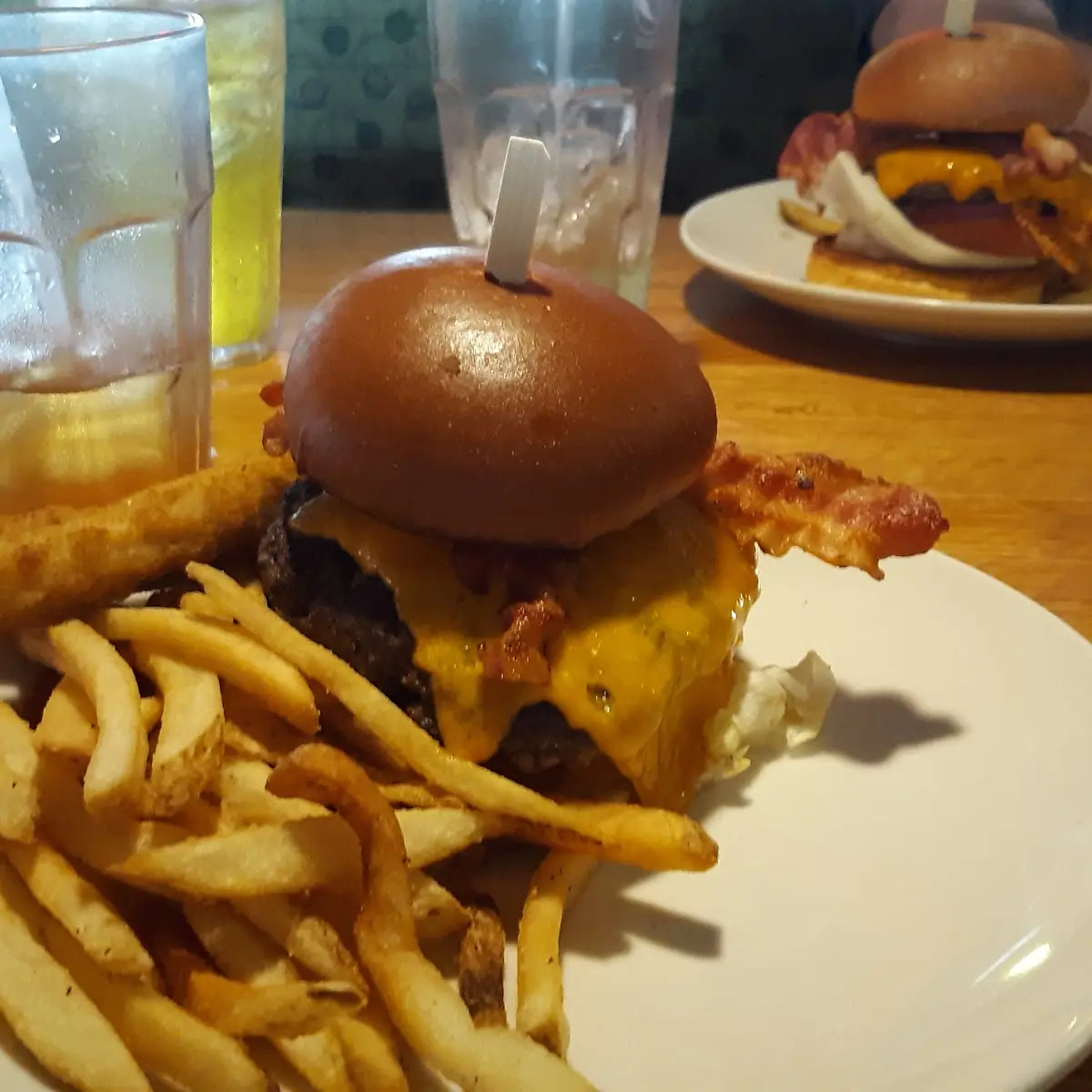 Beef Burger with Bacon and Fries