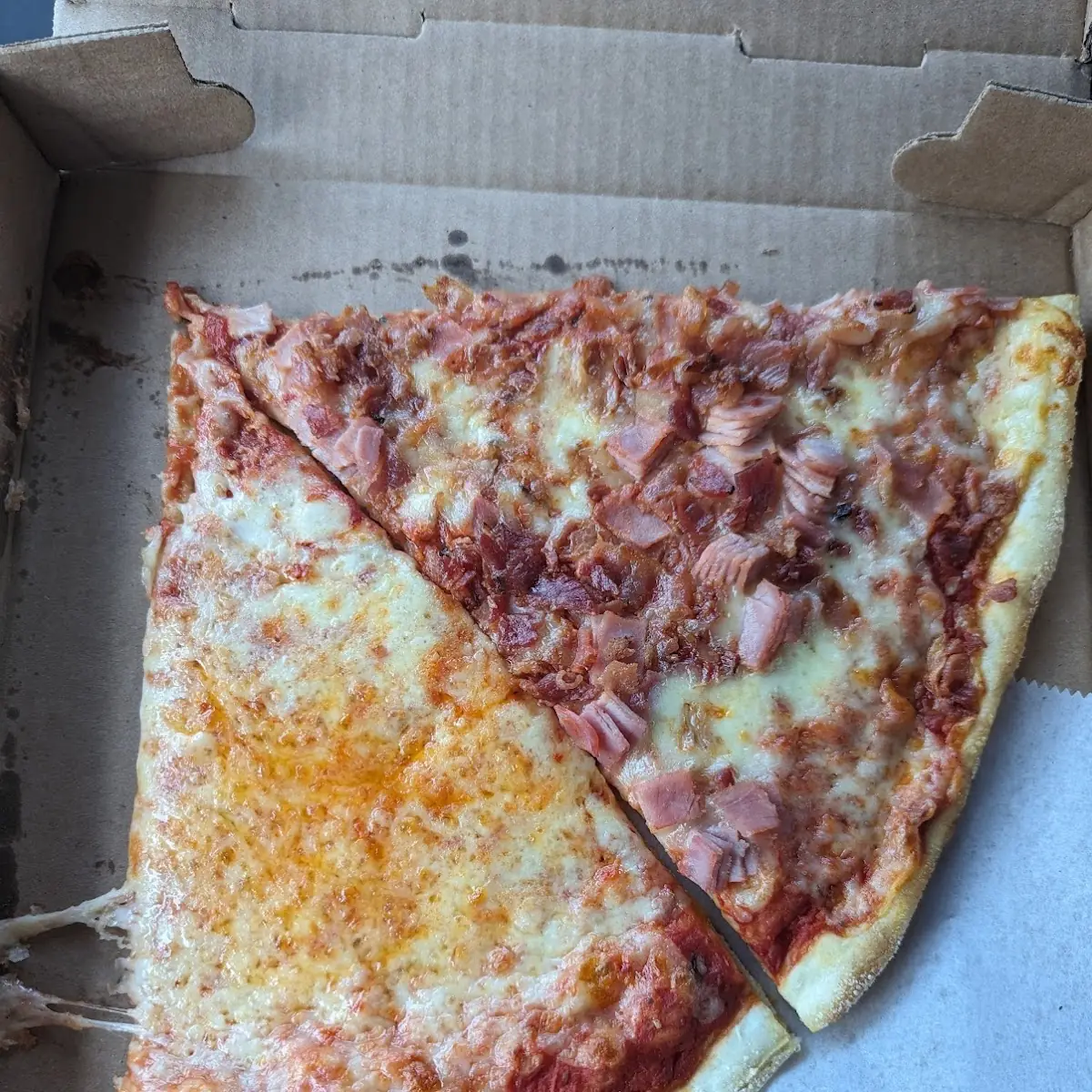Cheese Slice and Meat Lovers Pizza Slice