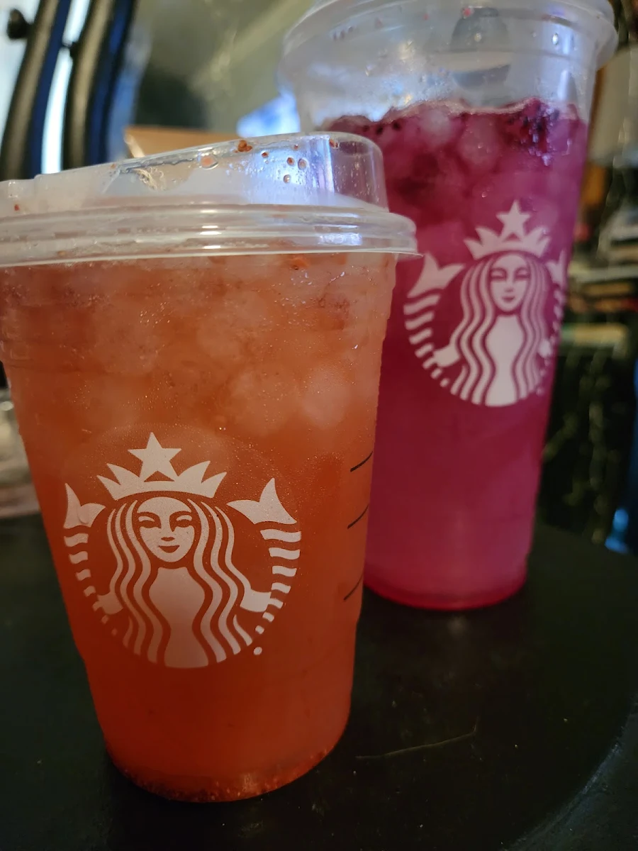 Mango Dragon Fruit Refreshe and a Strawberry Asai