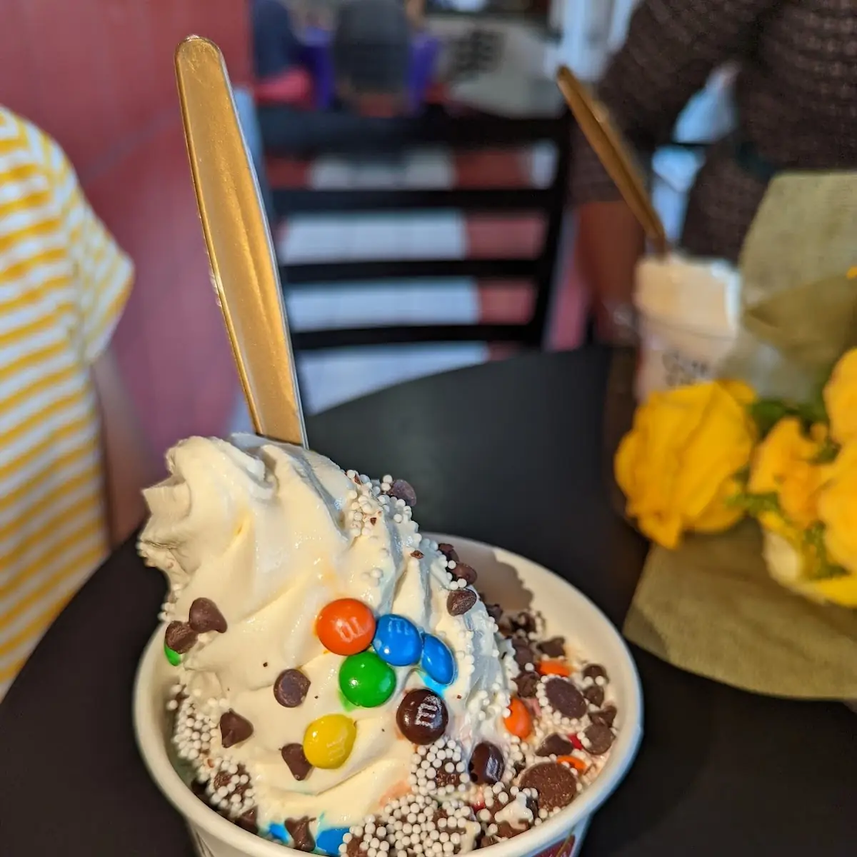 Raspberry Frozen Yogurt with Toppings