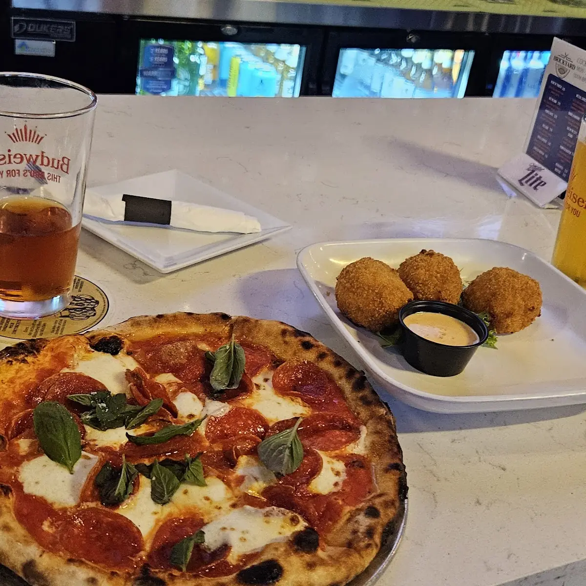 Mac & Cheese Balls and Pepperoni Pizza
