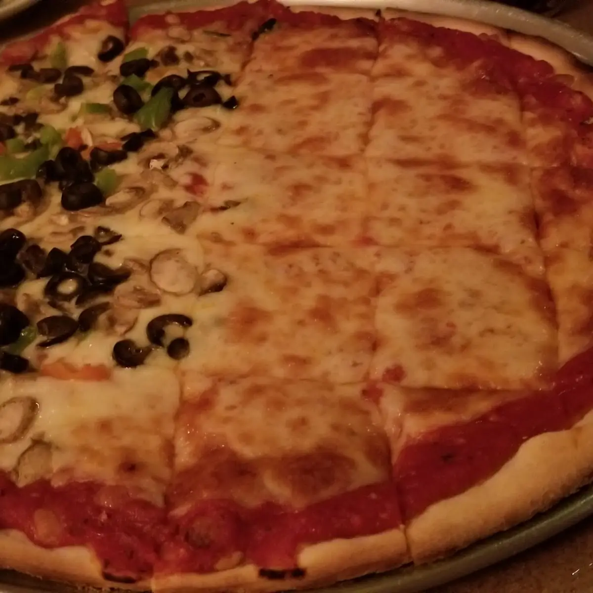 Thin Crust 1 2 Veggie and 1 2 Plain Cheese