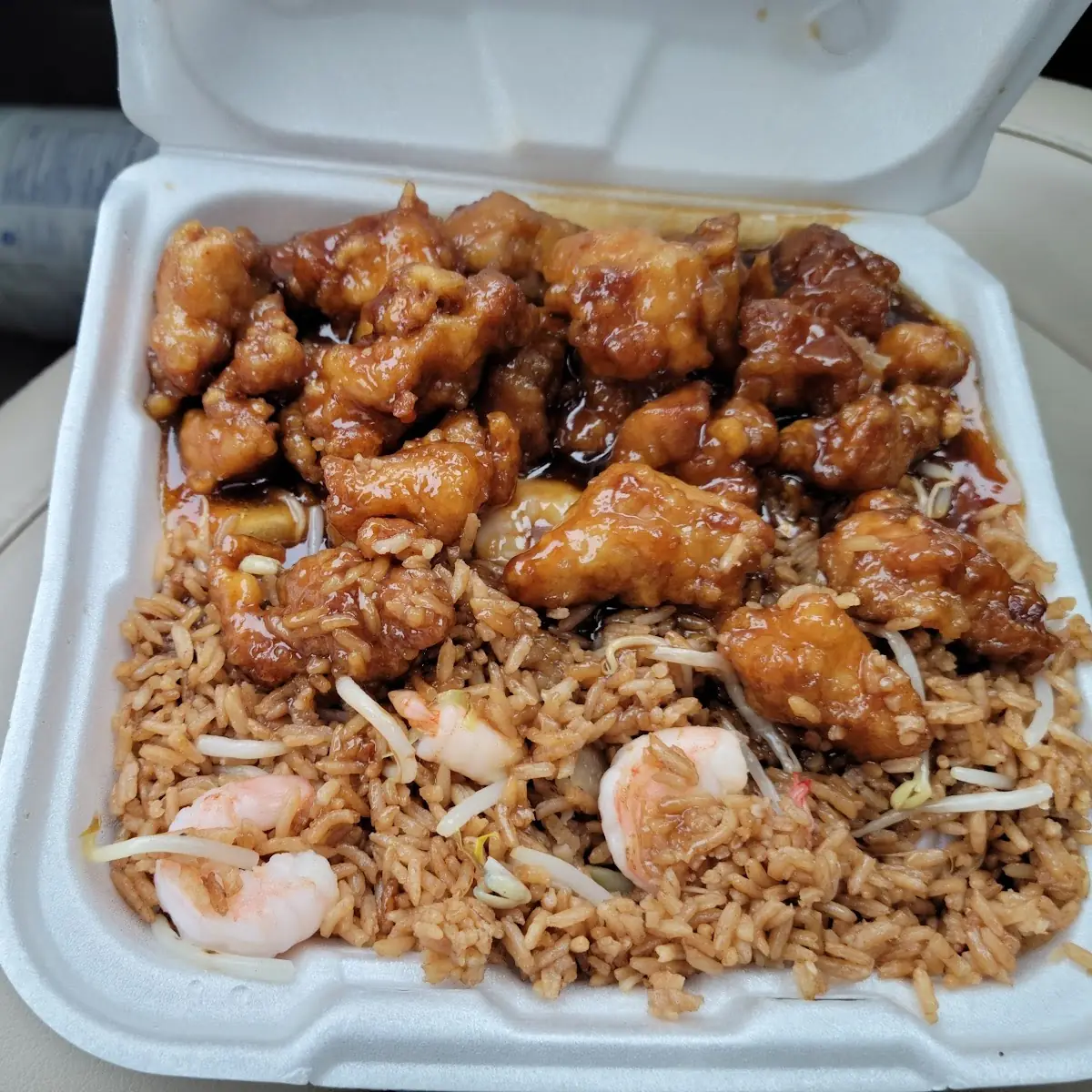 Sesame Chicken Shrimp Fried Rice