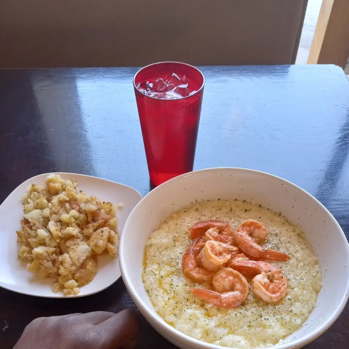 Shrimp & Grits with Side Hash Browns