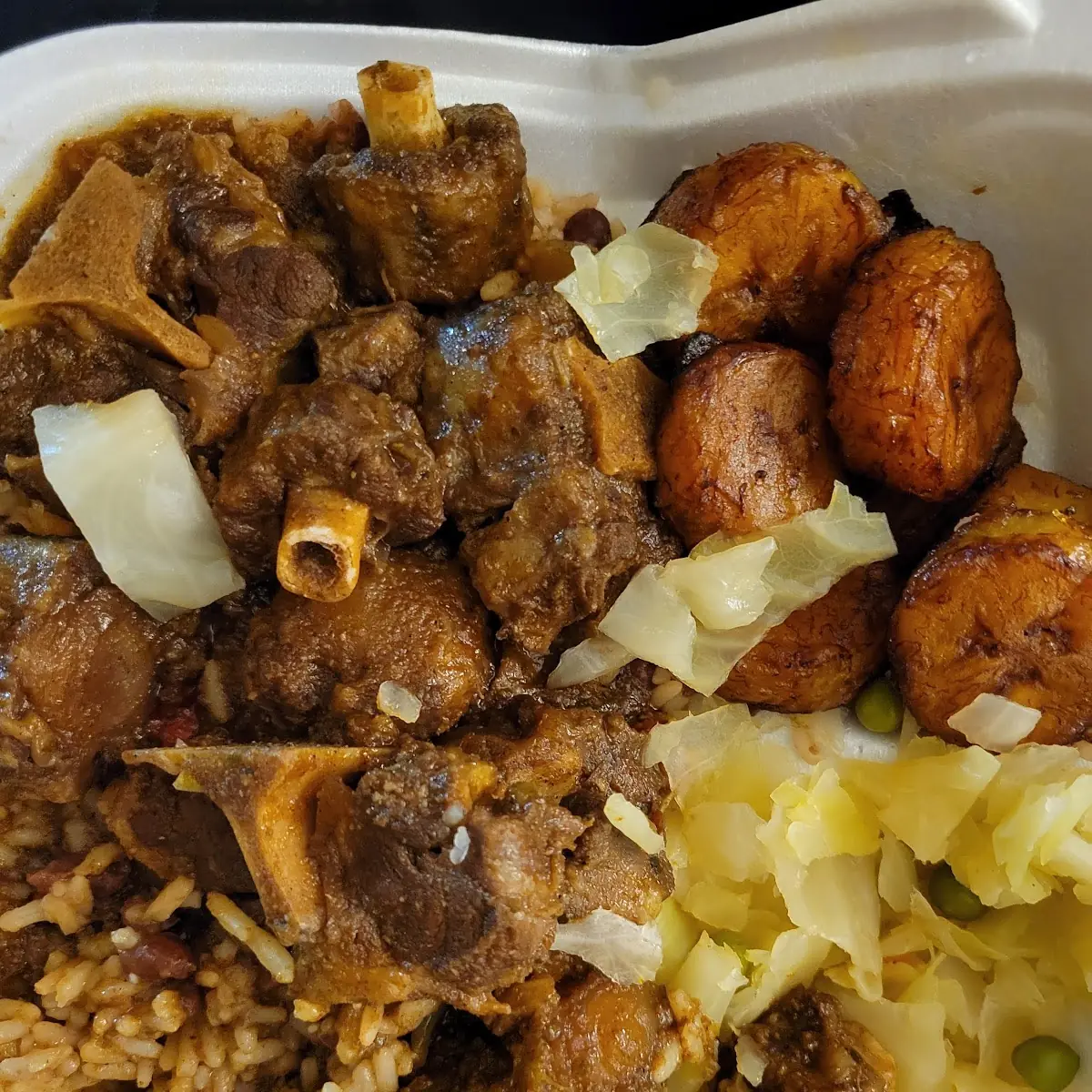 Oxtail Dinner Rice and Beans Plantain