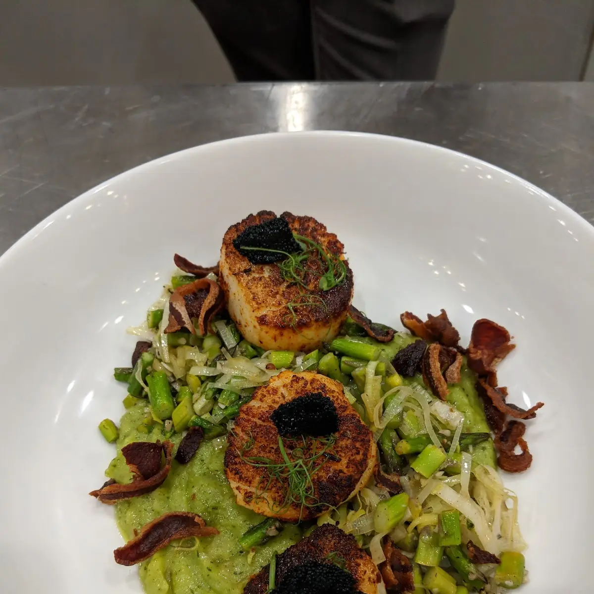 Summer Scallops with Watercress Mashed Potatoes