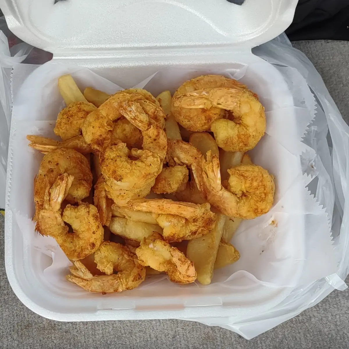 Fried Jumbo Shrimp Shell Off Tail On
