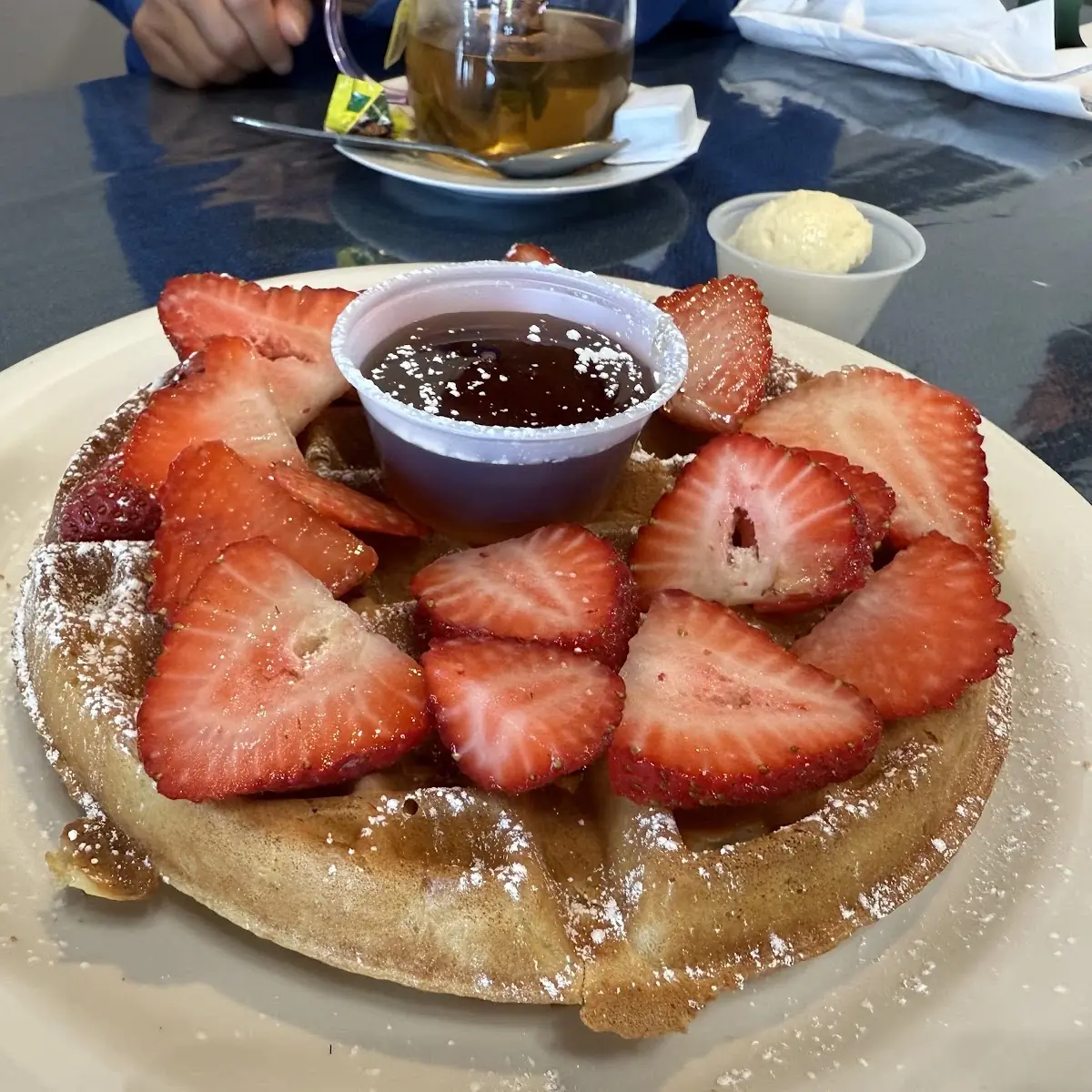 Waffle with Fresh Strawberries