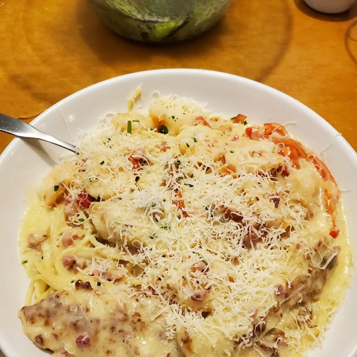 Chicken and Shrimp Carbonara