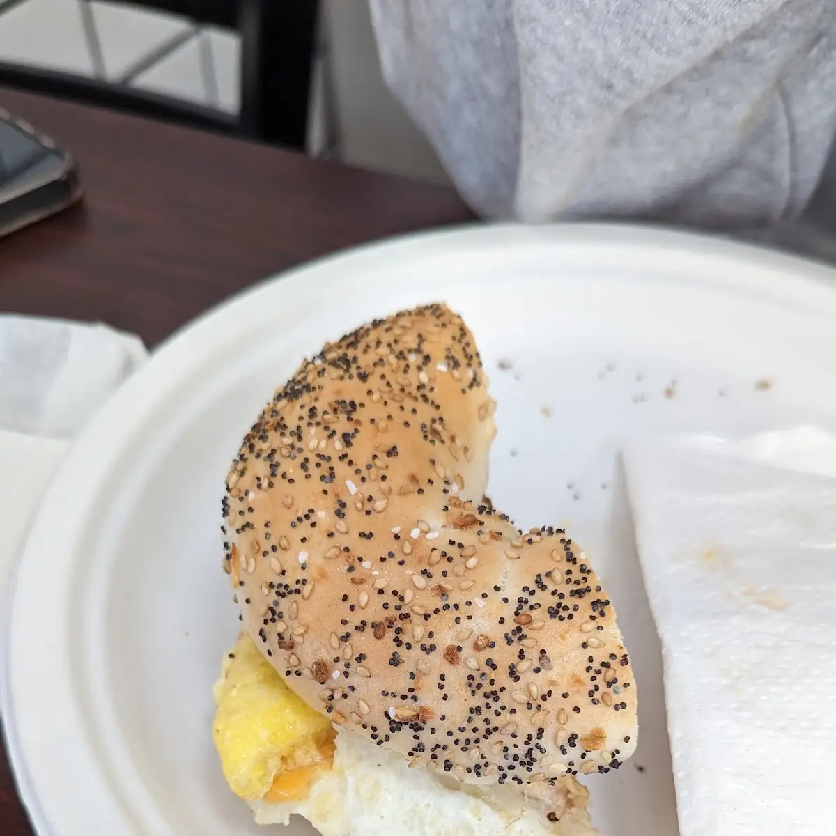 Everything Bagel with Cream Cheese Sausage and Egg