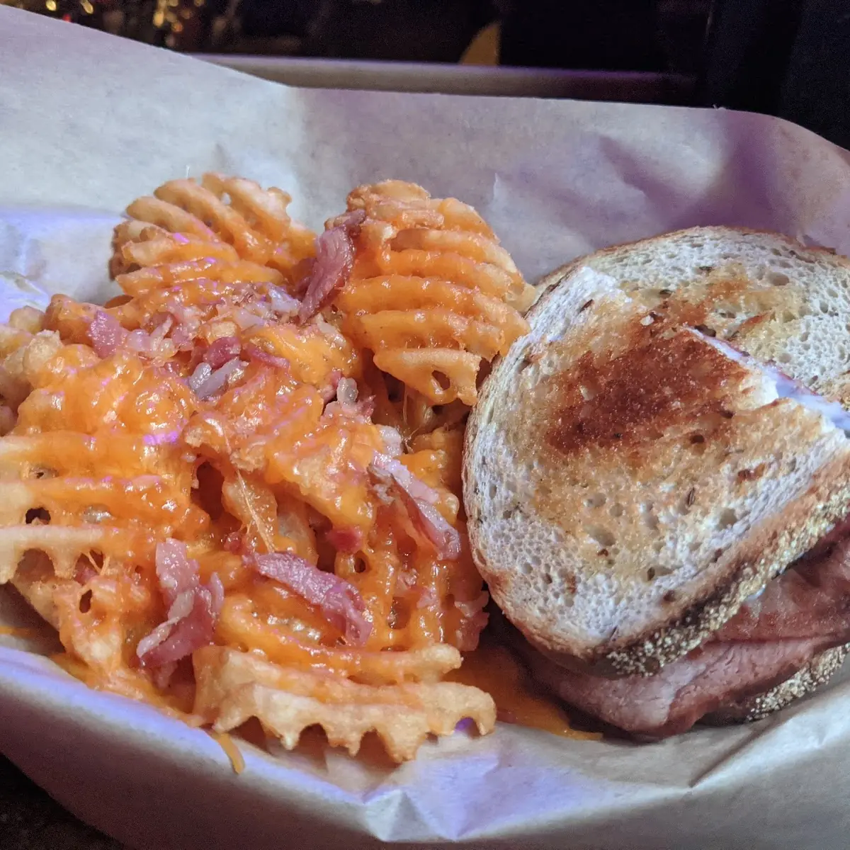Cheesy Bacon Waffle Fries