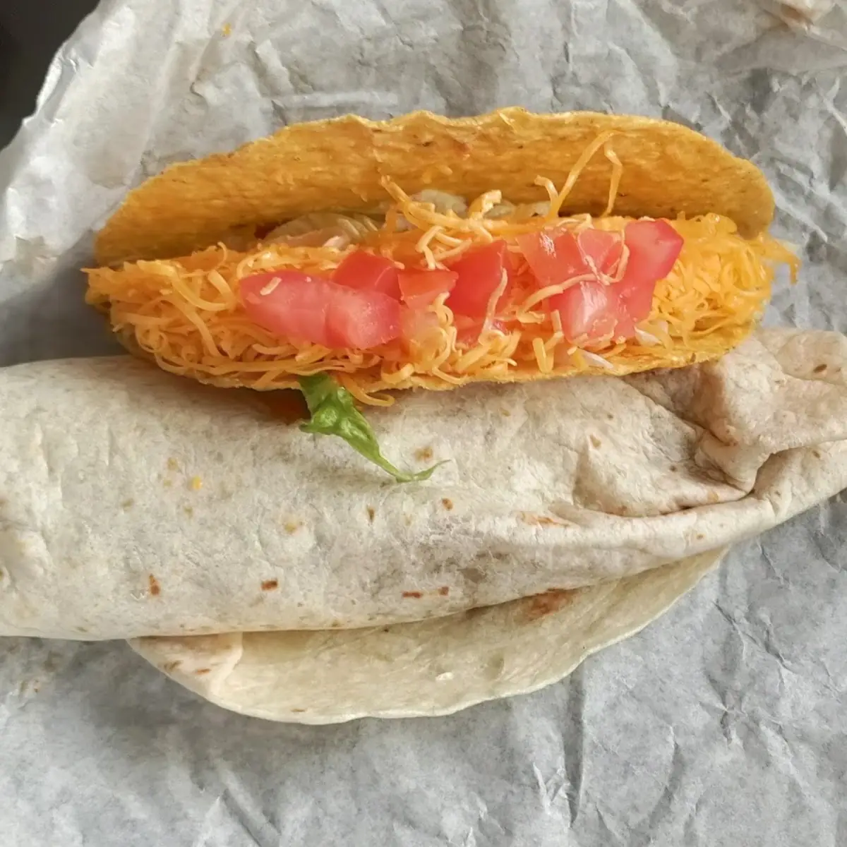 Bean Burrito and Regular Taco