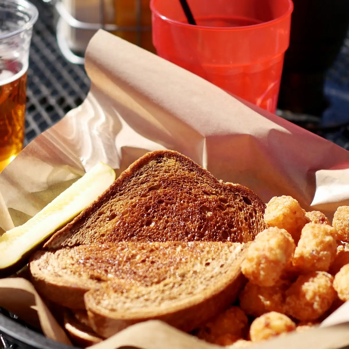 Patty Melt Burger and Tots