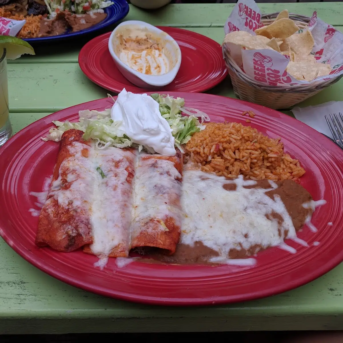 Grilled Steak with Refried Beans and Rice