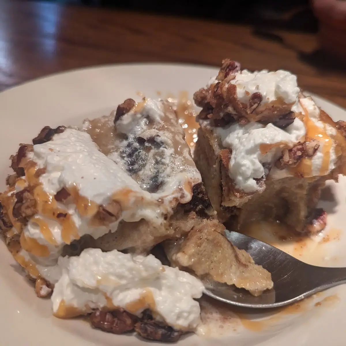 Bread Pudding with Caramel Sauce and Pecans