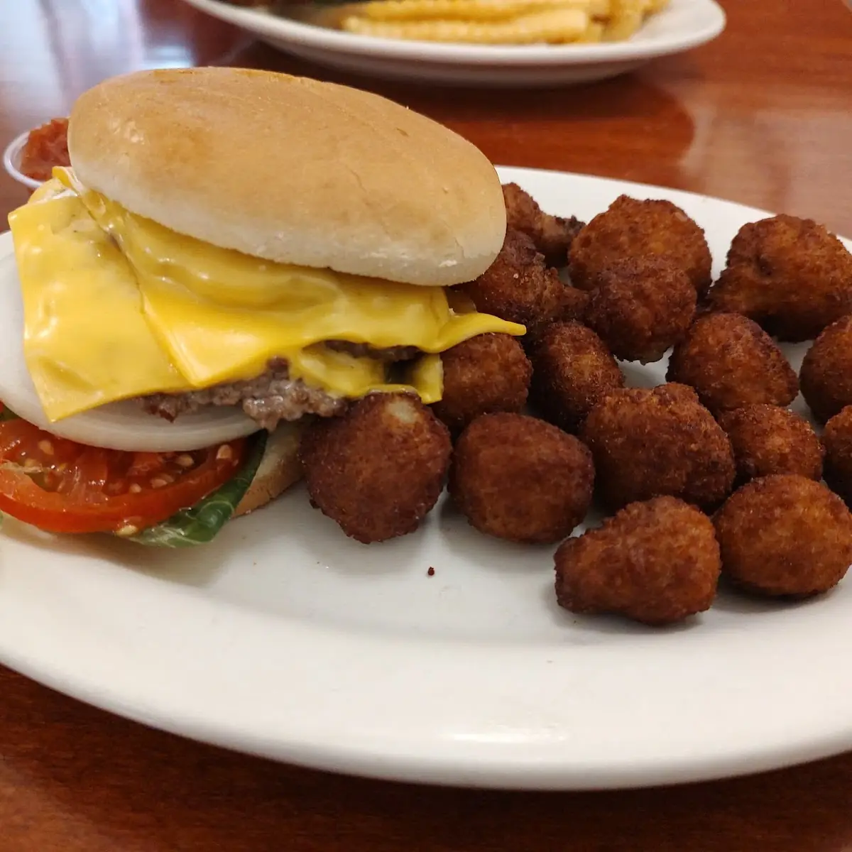Double Cheeseburger and Fried Mushrooms