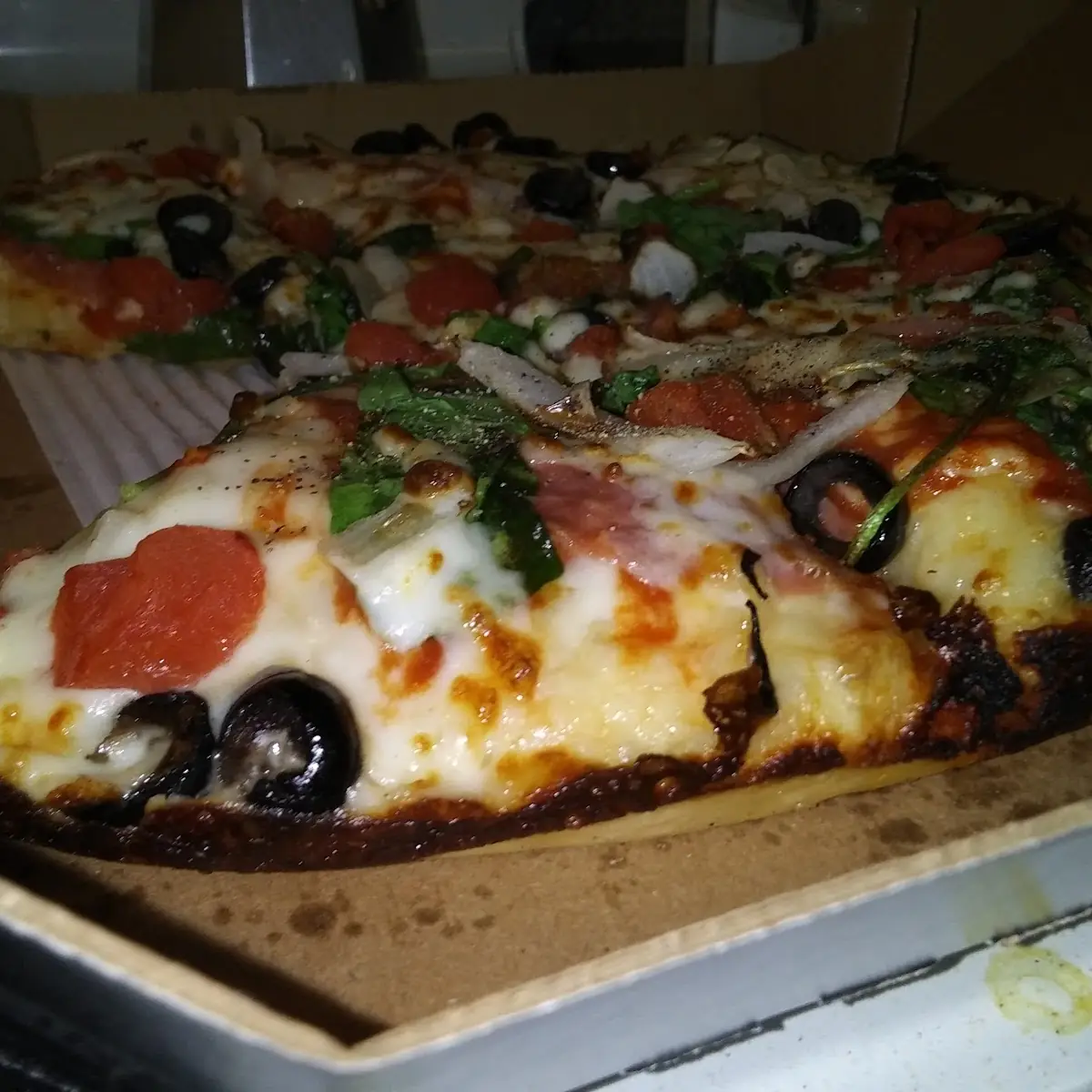 Salami Onion Black Olive Tomato Spinach