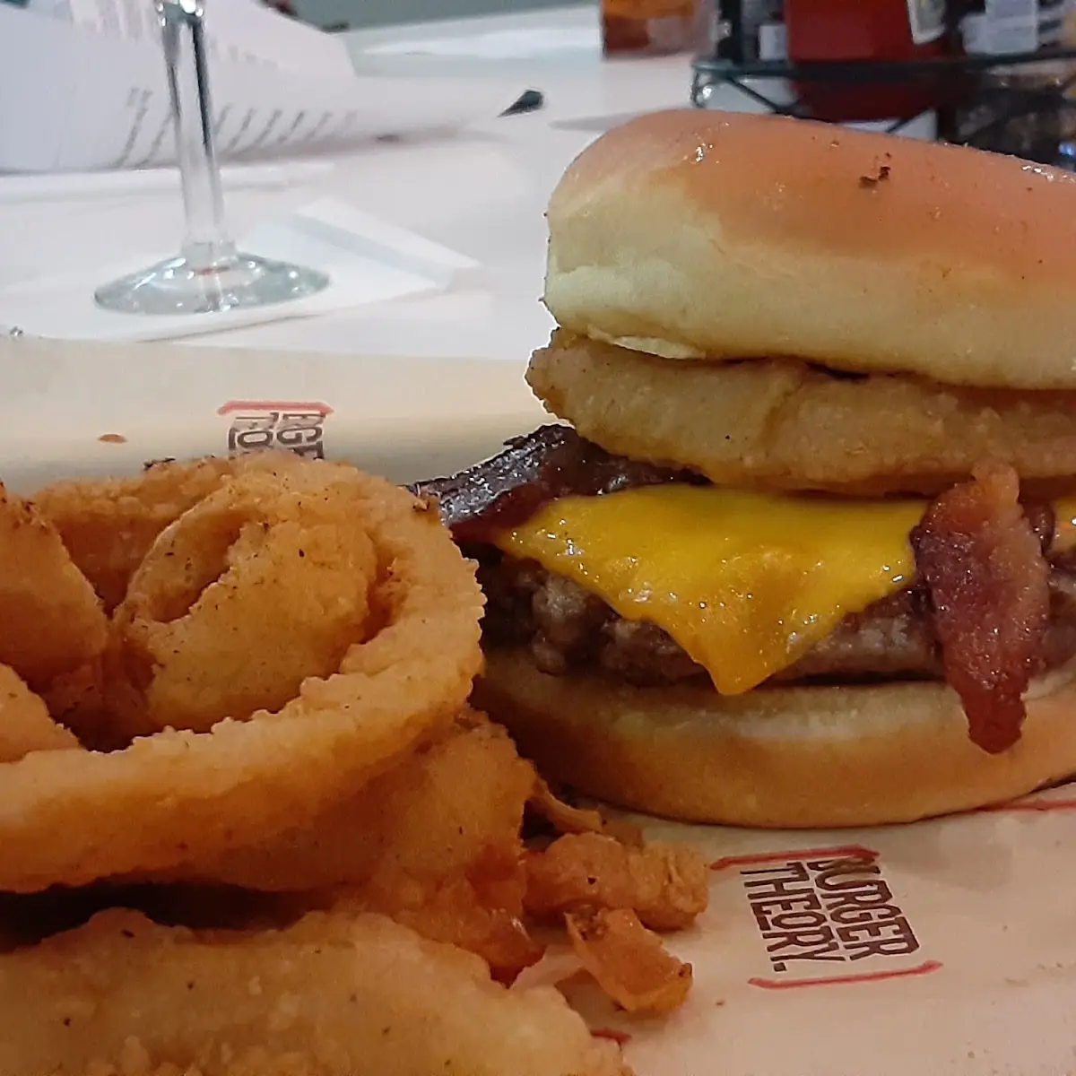 Lonestar Burger and Onion Rings