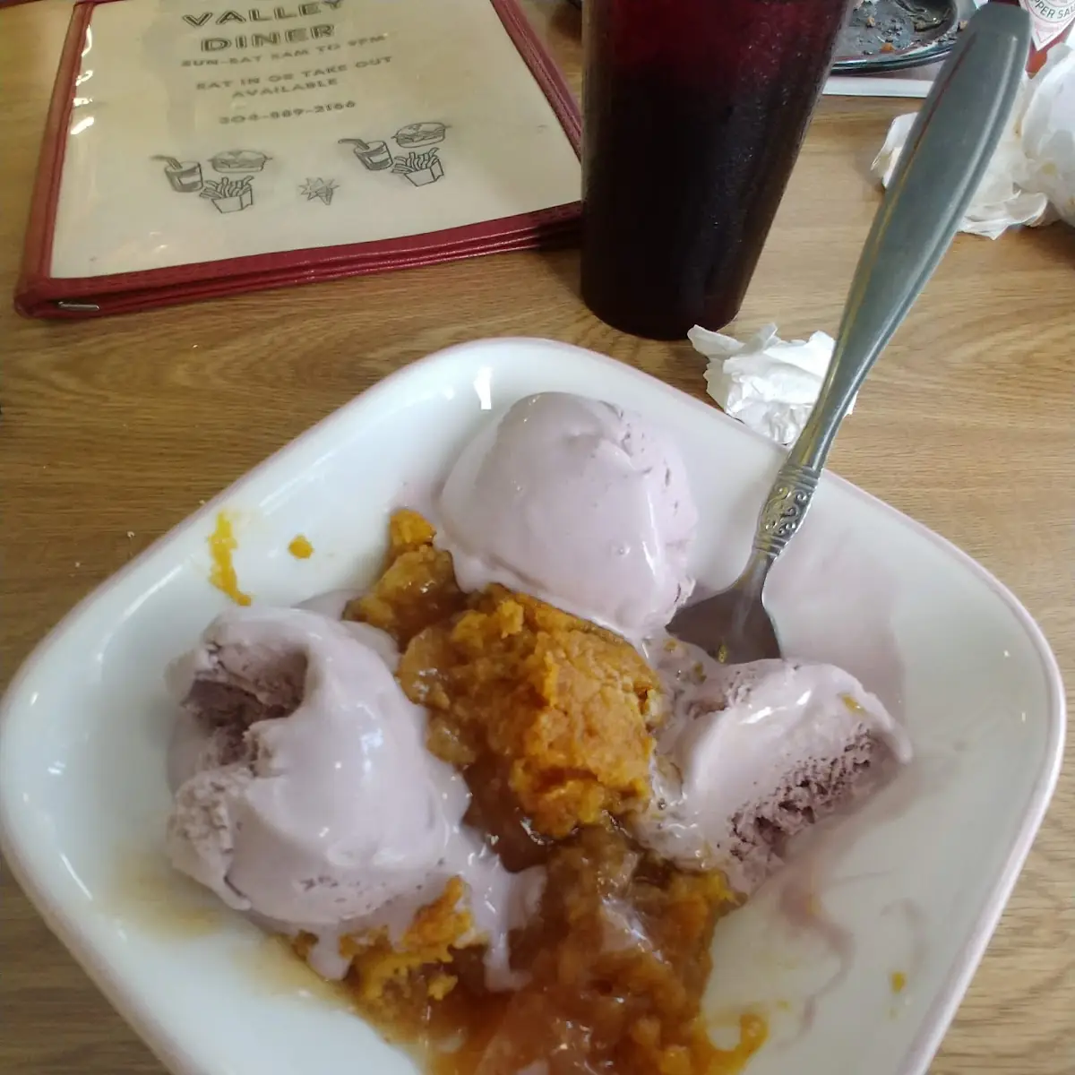 Hot Apple Crisp with Black Cherry Ice Cream