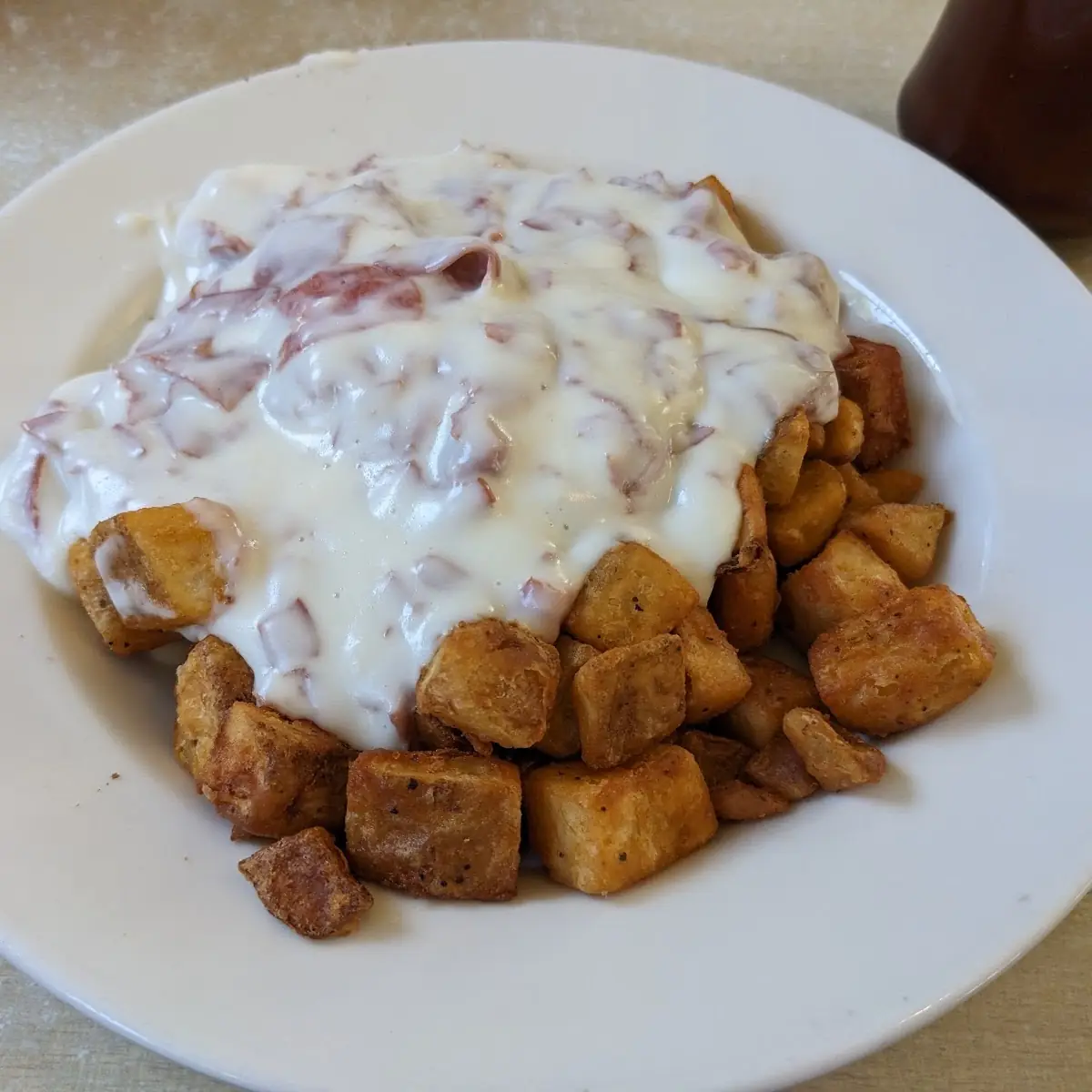 Creamed Chipped Beef over Toast and Homefries