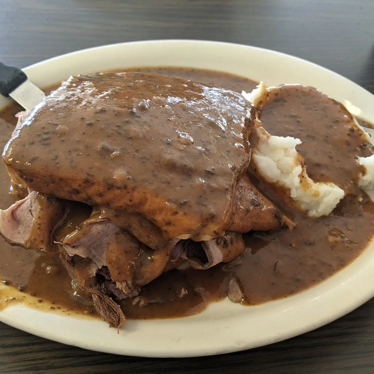 Hot Roast Beef Sandwich with Mashed Potatoes or Fries