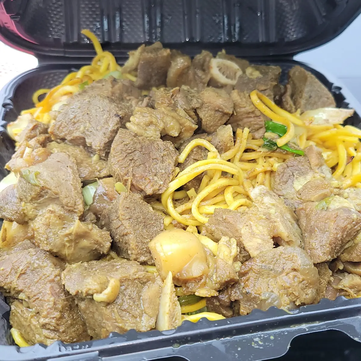 Curry Goat with Chow Mein