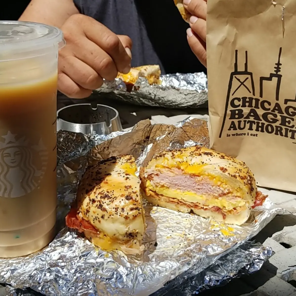 Super Deluxe Breakfast Sandwich on an Everything Bagel