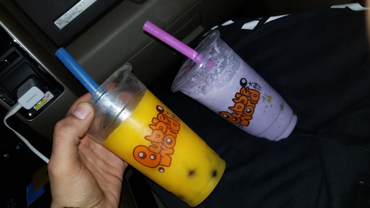 Mango Slushi and Tero Root Bubble Tea, Bubble World Surrey
