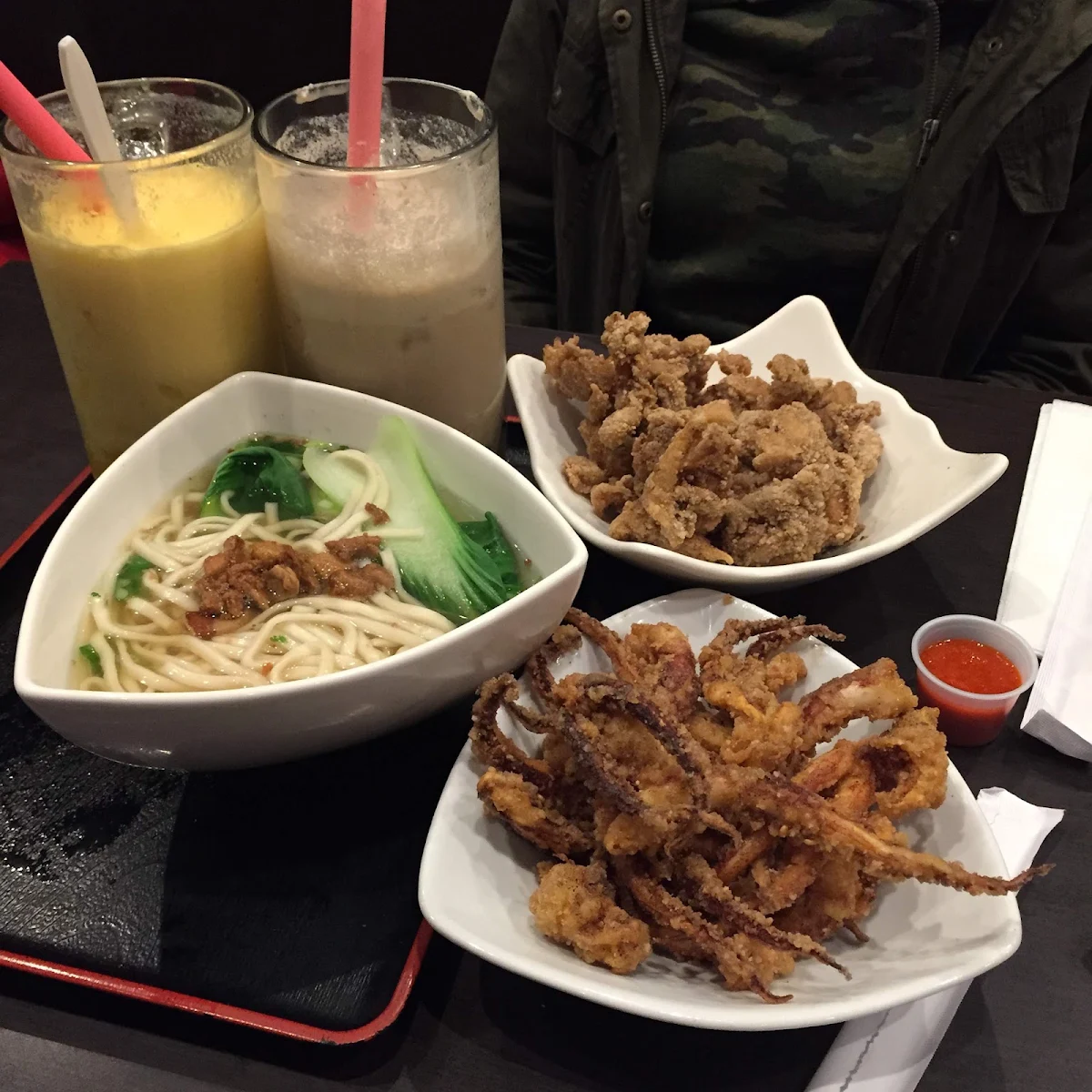 Saltery Pepper Chicken Nuggets with Noodles and Deep Fried Squid, Bubble World Surrey