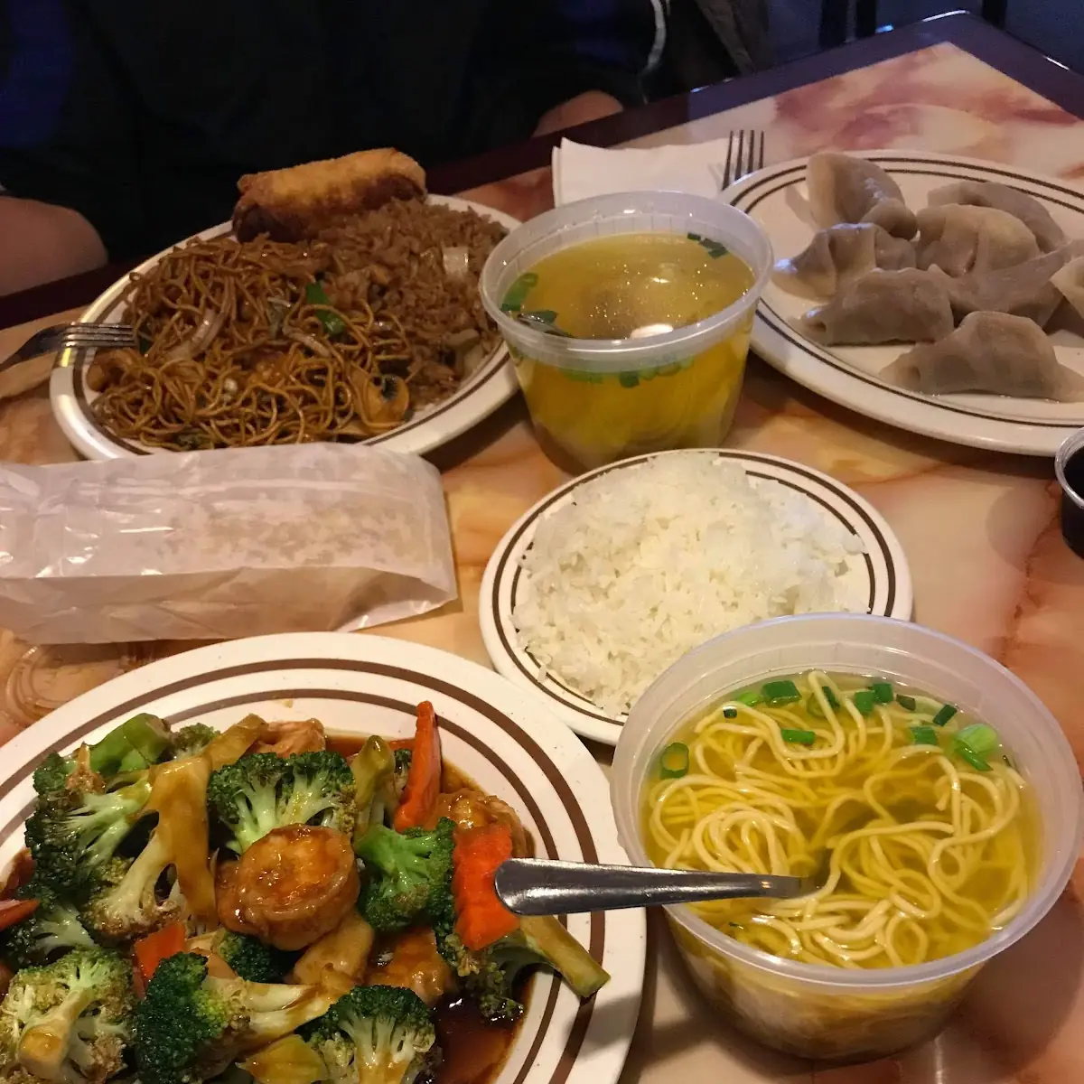Shrimp Lo Mein and Fried Rice